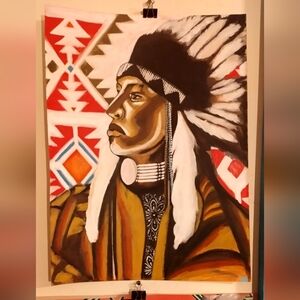 Native American Portrait Art Painting *Native Made